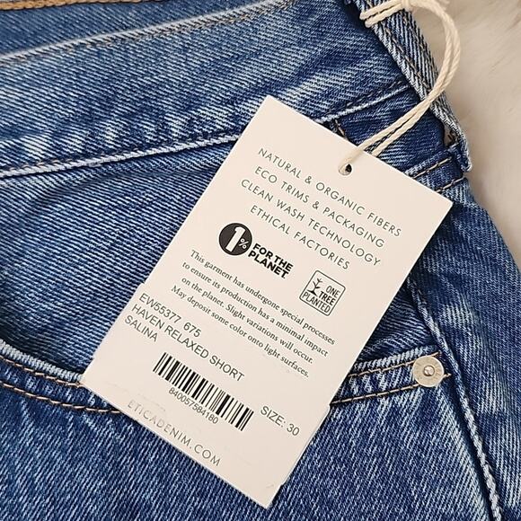 Etica Anthropologie Haven High Waist Relaxed Denim Shorts Blue 30 NWT - Picture 14 of 15